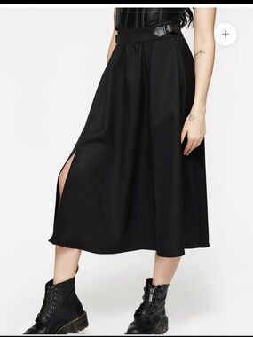 NWT Disturbia Nightingale Buckled Midi Skirt - Black Sz 18 Goth Alternative